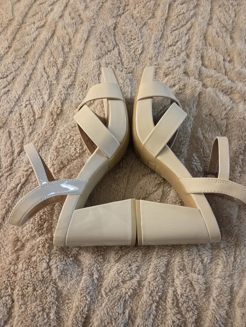 Mia Women's Strappy Block Heel Sandals - Cream Size 8.